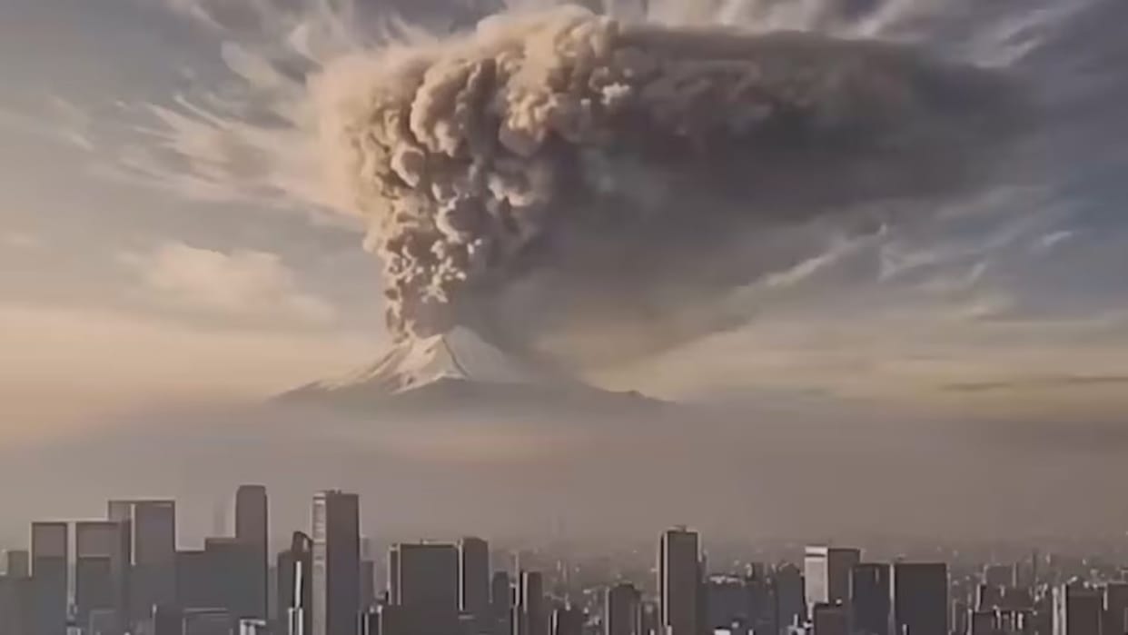 japan mount fuji eruption ai warning video