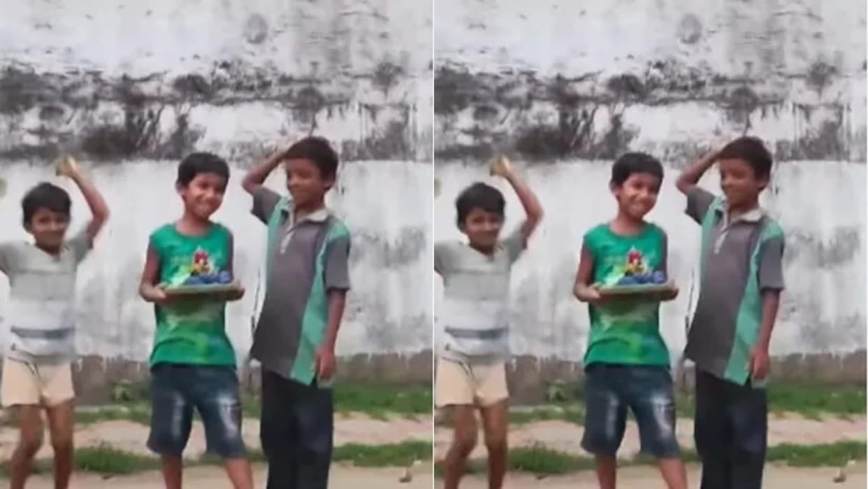 Children were seen dancing with Ganesh Idol on the road without any pomp and show Video goes Viral