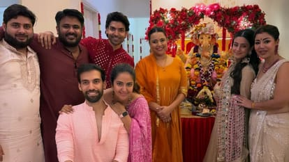 Pati Patni Aur Panga team visit Gurmeet Choudhary Debina Bonnerjee to seek blessings from Bappa