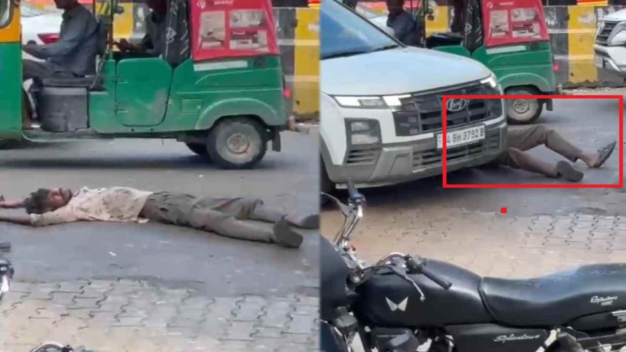 car ran over a drunk youth lying on the road in gurugram