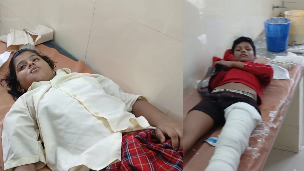 road accident at Azamgarh Varanasi highway 16 people injured due to collision between school bus and dumper