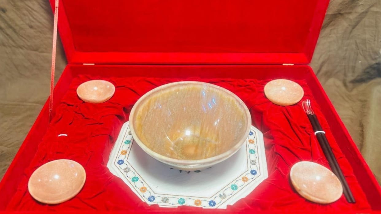 Vintage precious stone bowl set with silver chopsticks: PM Modi's gift to Japanese leader