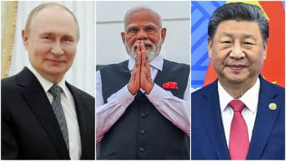 राष्ट्रपति व्लादिमीर पुतिन, प्रधानमंत्री नरेंद्र मोदी और राष्ट्रपति शी जिनपिंग