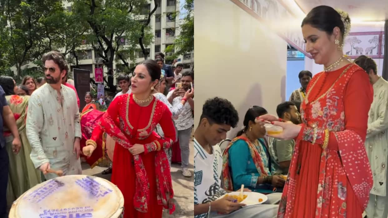 Film Ek Chatur Naar Actors Divya khossla And Neil Nitin Mukesh Celebrate Ganesh Utsav