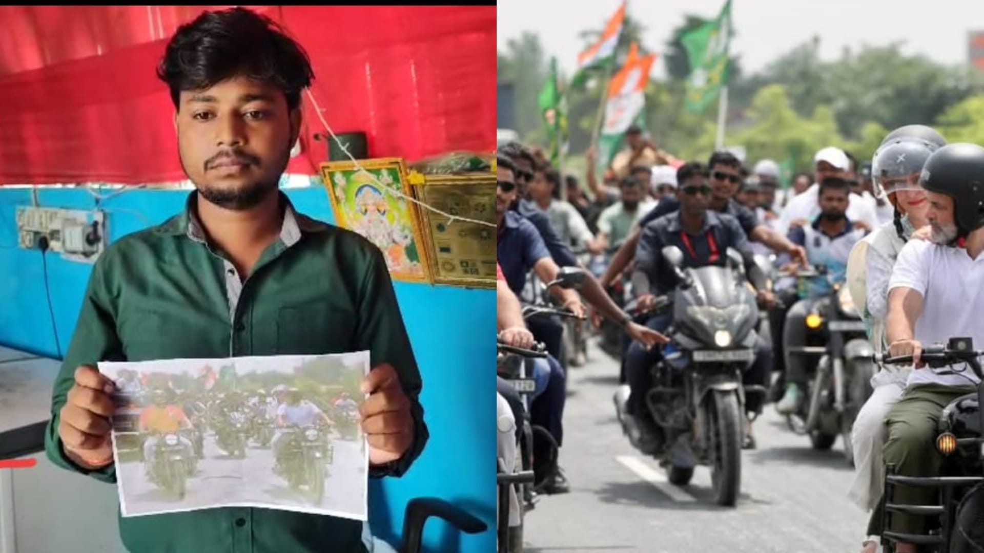 तस्वीर में बाइक और बाइक सवार को दिखाते हुए बाइक मालिक।