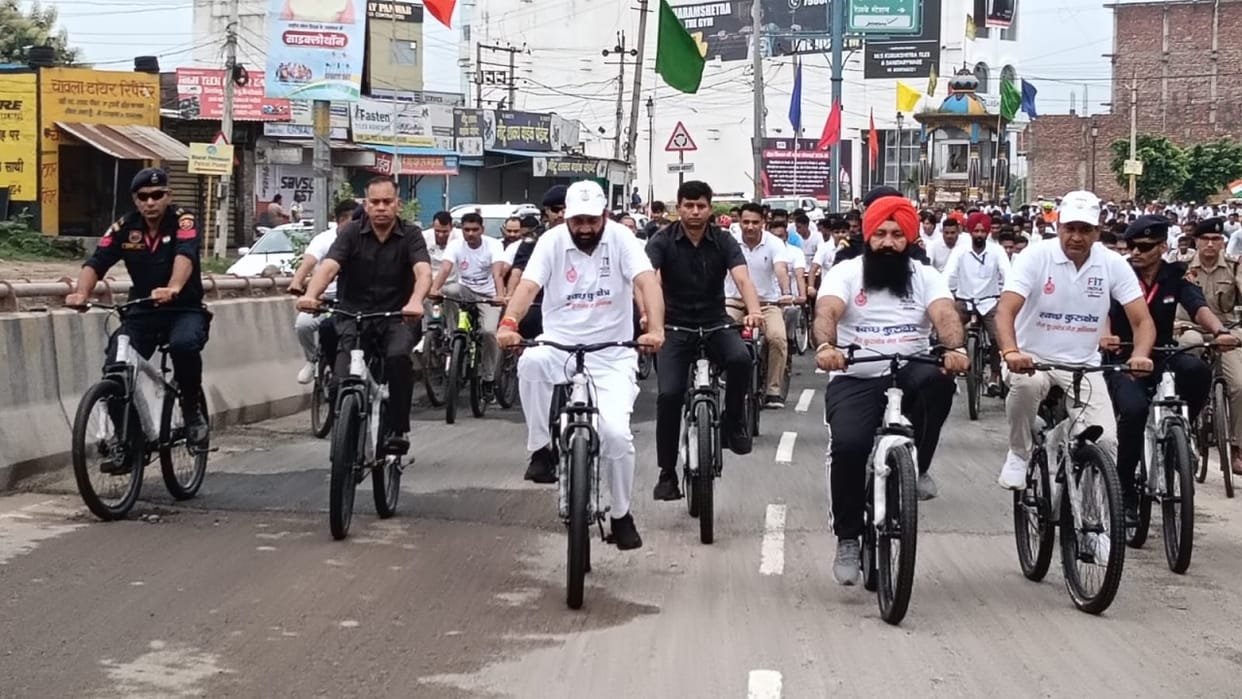 CM Naib Saini reached Kurukshetra Said- Haryana has become a powerhouse of sports, rode bicycle in cyclothon
