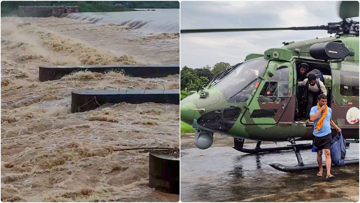 Odisha: Man trapped in middle of river airlifted to safety after 20 hours- News in Hindi
