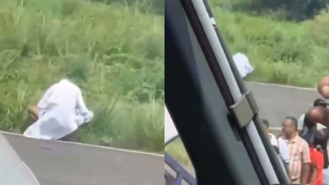 An old man was seen urinating at Darbhanga airport the pilot made a video from the cockpit Viral Video