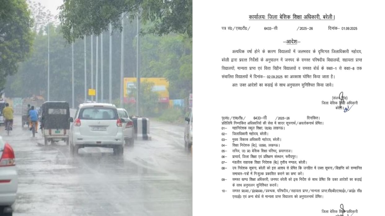 Bareilly Weather Update 125 mm Rain on First Day of September Orange Alert Issued Schools Closed Till Tuesday