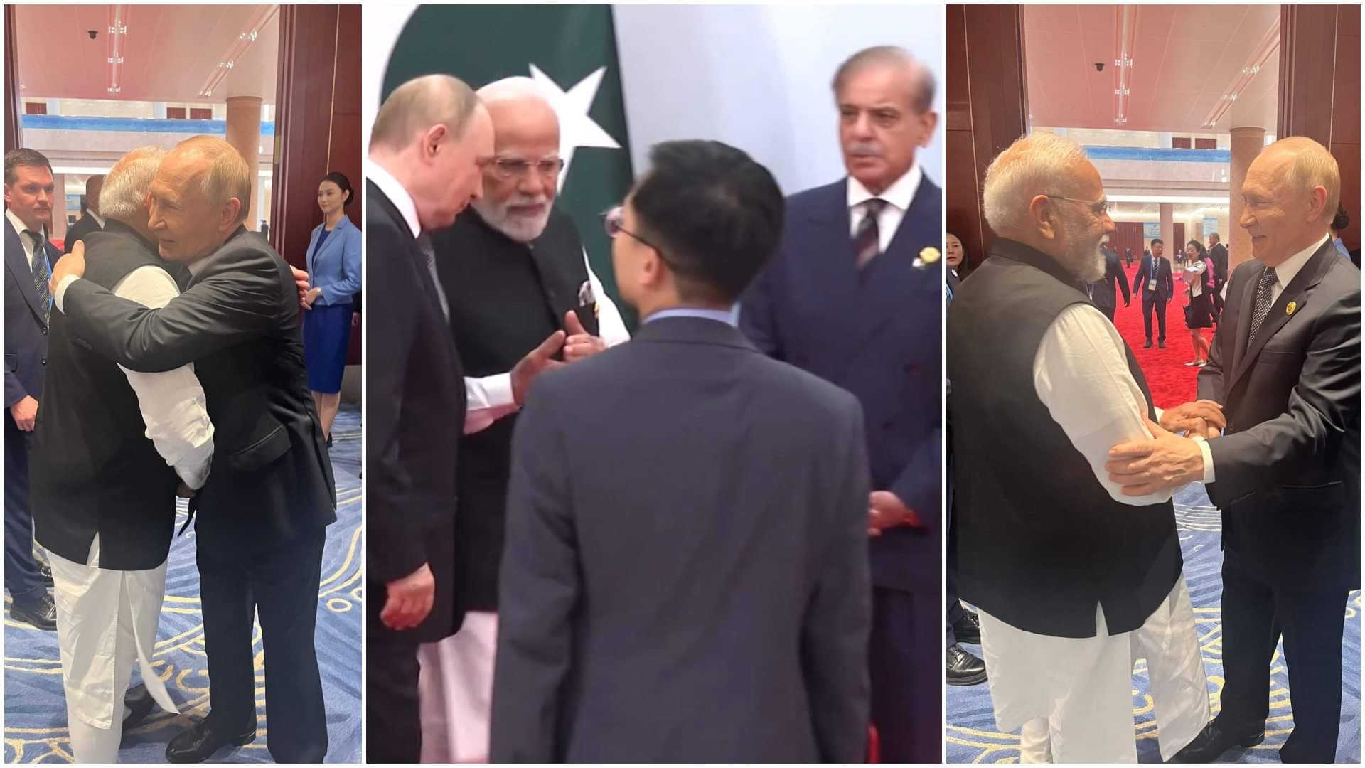 PM Modi Handshake Hug With Vlidimir Putin Ahead Of SCO Summit Infront Of Shehbaz Sharif Know all about it