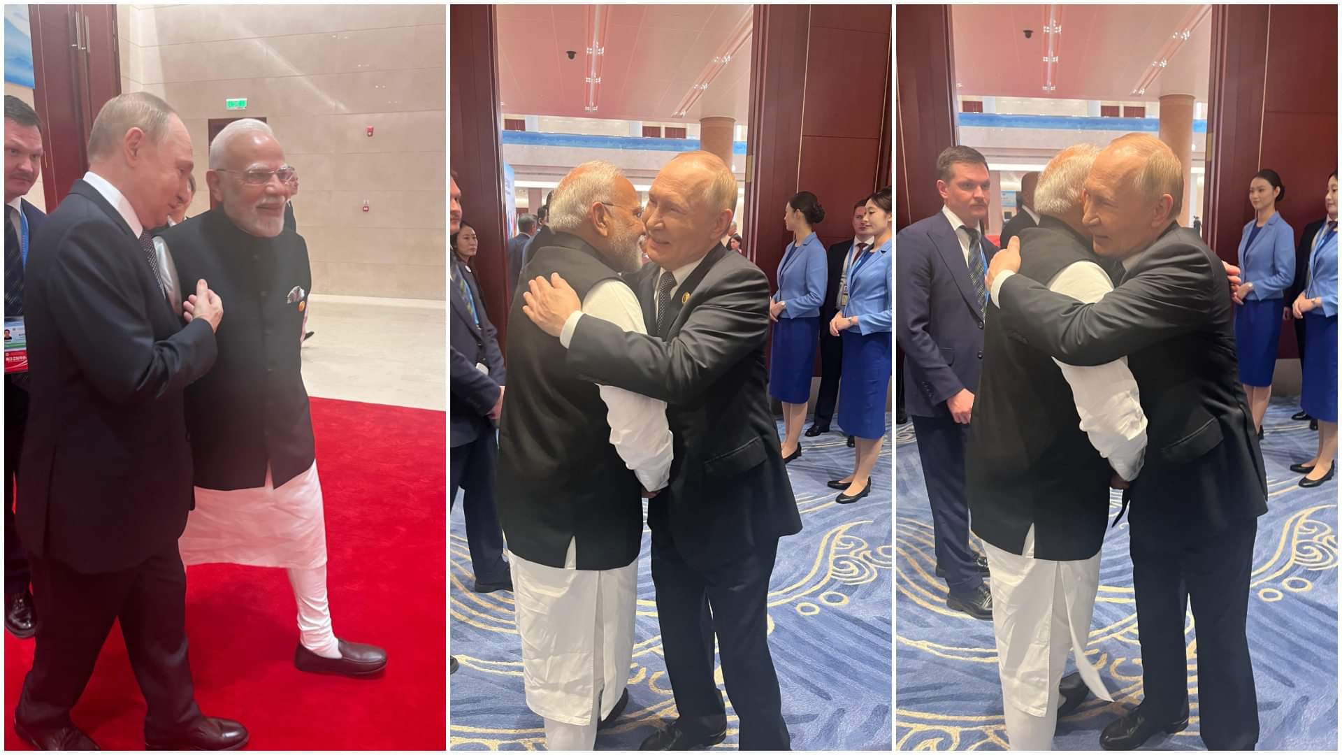 PM Modi Handshake Hug With Vlidimir Putin Ahead Of SCO Summit Infront Of Shehbaz Sharif Know all about it