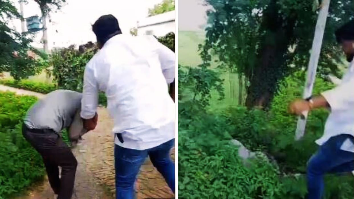 Ambulance worker beaten with kicks and punches abused video goes viral in bhadohi