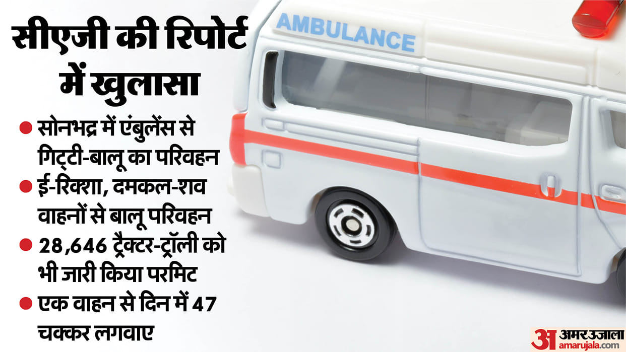 Ambulances, e-rickshaws, fire engines and hearse vehicles also used to transport gravel and sand in Sonbhadra