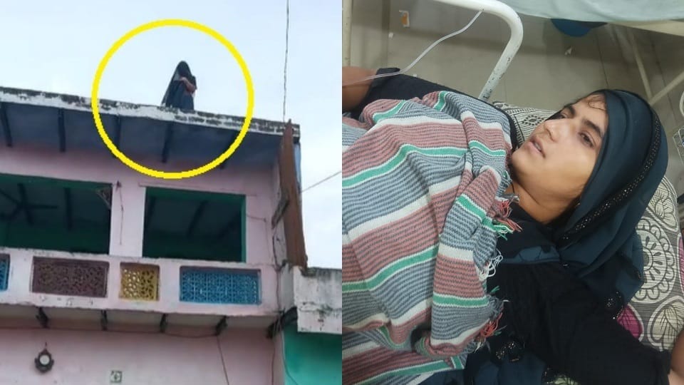 Woman jumps from the roof of a two-storey house
