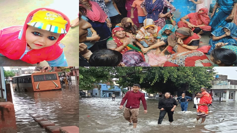 rain in up waterlogging in agra due to rain 15 month old innocent child dies
