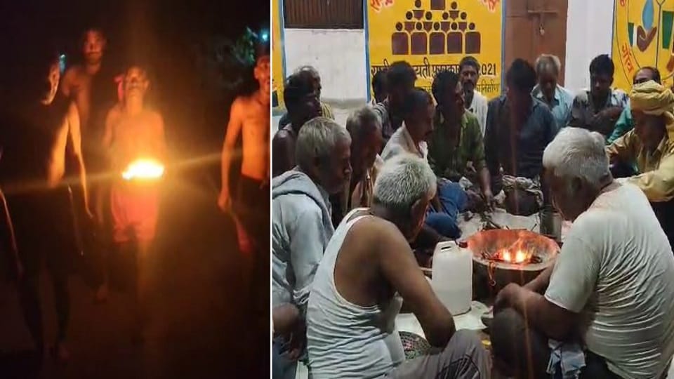 Villagers Run With Fire to Protect Cattle From Deadly Diseases in Jasrana
