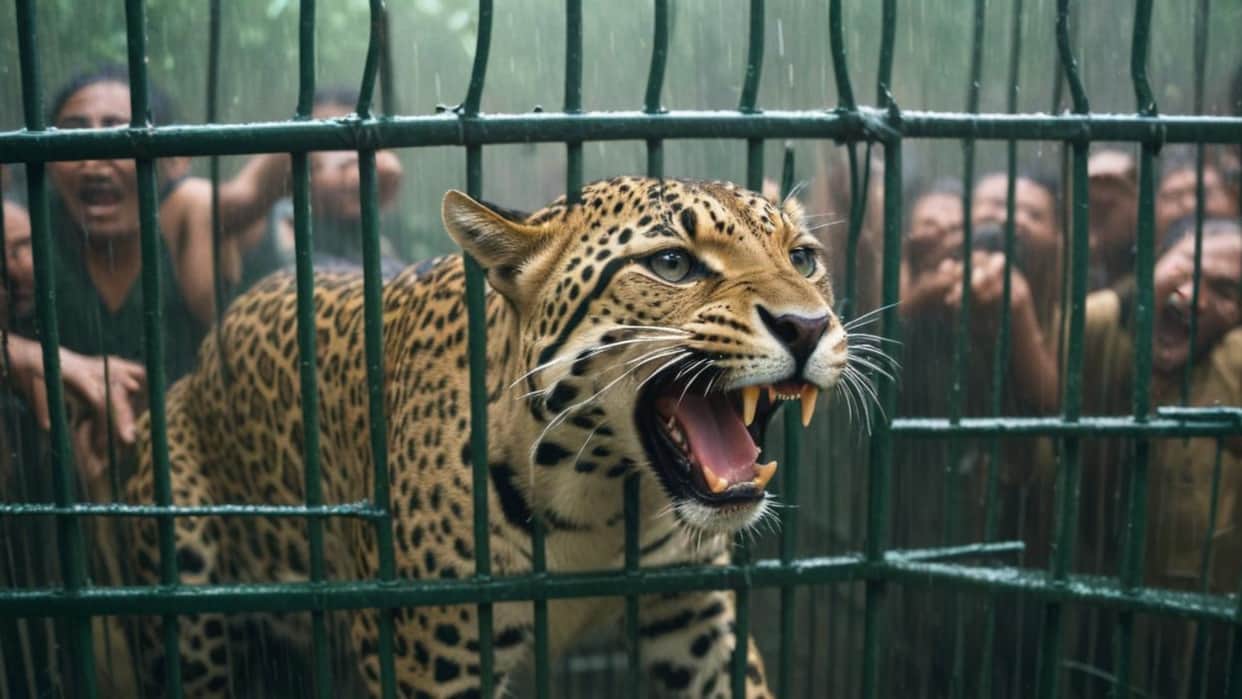 Barwani News: dreaded leopard that used to attack villagers every day was caged, kept growling on seeing crowd