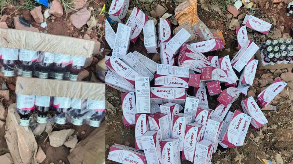 car rider threw medicines on crossroad