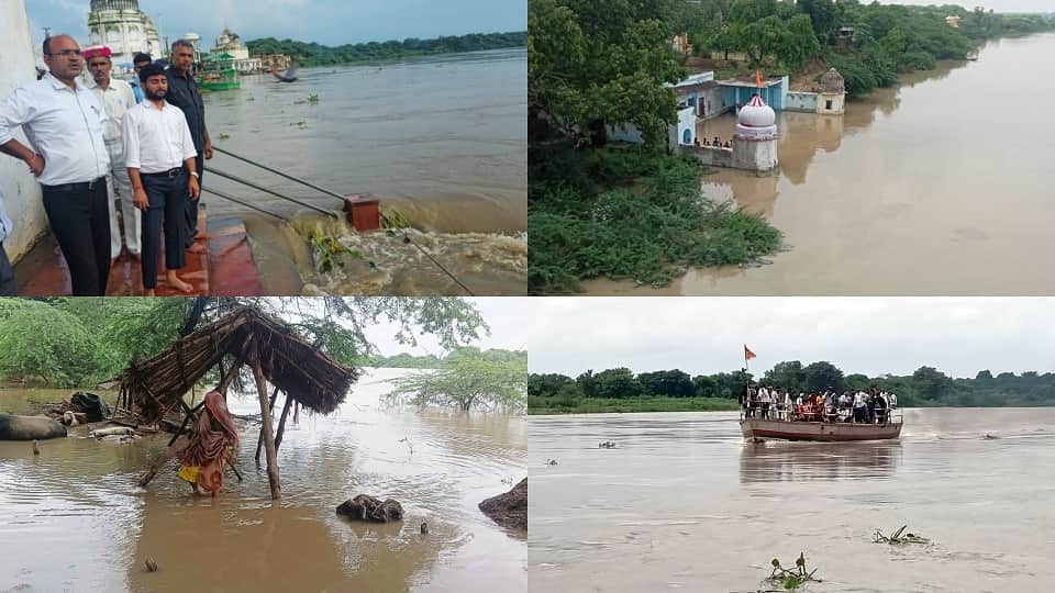 yamuna flood agra villages submerged temples damaged crops