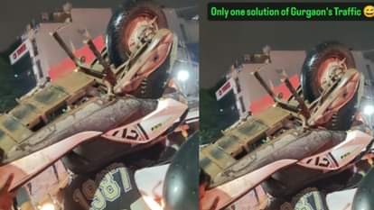 ट्रैफिक में फंसे लड़कों ने लगाया देसी जुगाड़