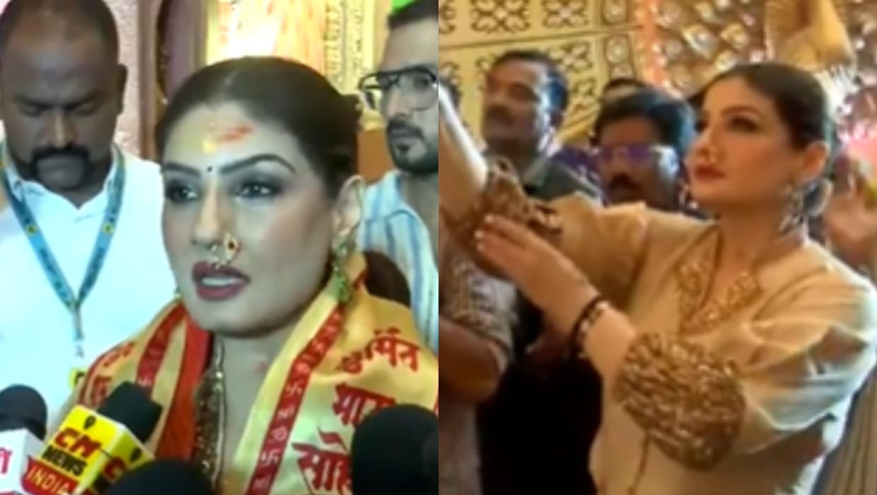 raveena tandon prays for punjab himachal flood victims ganpati darshan pune