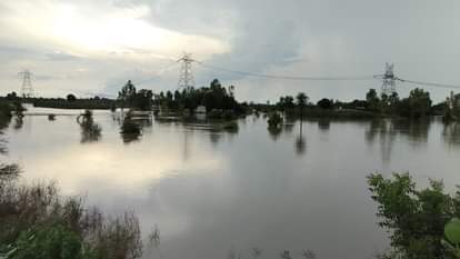गांव महाराजगढ़ की आबादी से बाहर बहता हुआ पानी
