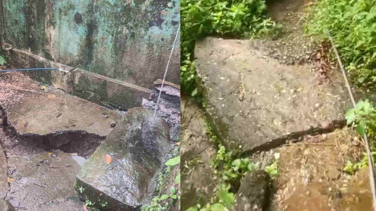 Cracks in houses footpaths collapsed families relocated to safe locations Karnprayag Chamoli Semigwad Sagwara