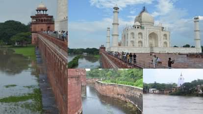 ताजमहल की दीवार तक पहुंचा यमुना का पानी