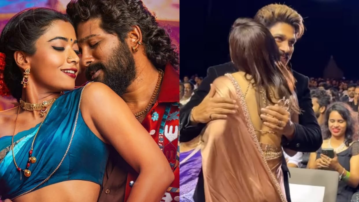 Film Pushpa Allu Arjun And Rashmika mandanna Meeting At Award Function