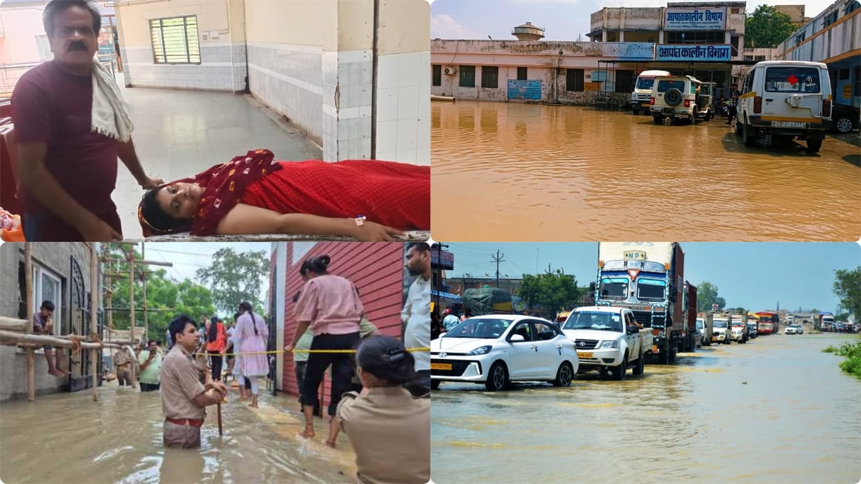 Flood hits Shahjahanpur Government Medical College and two feet of water on Lucknow-Delhi highway