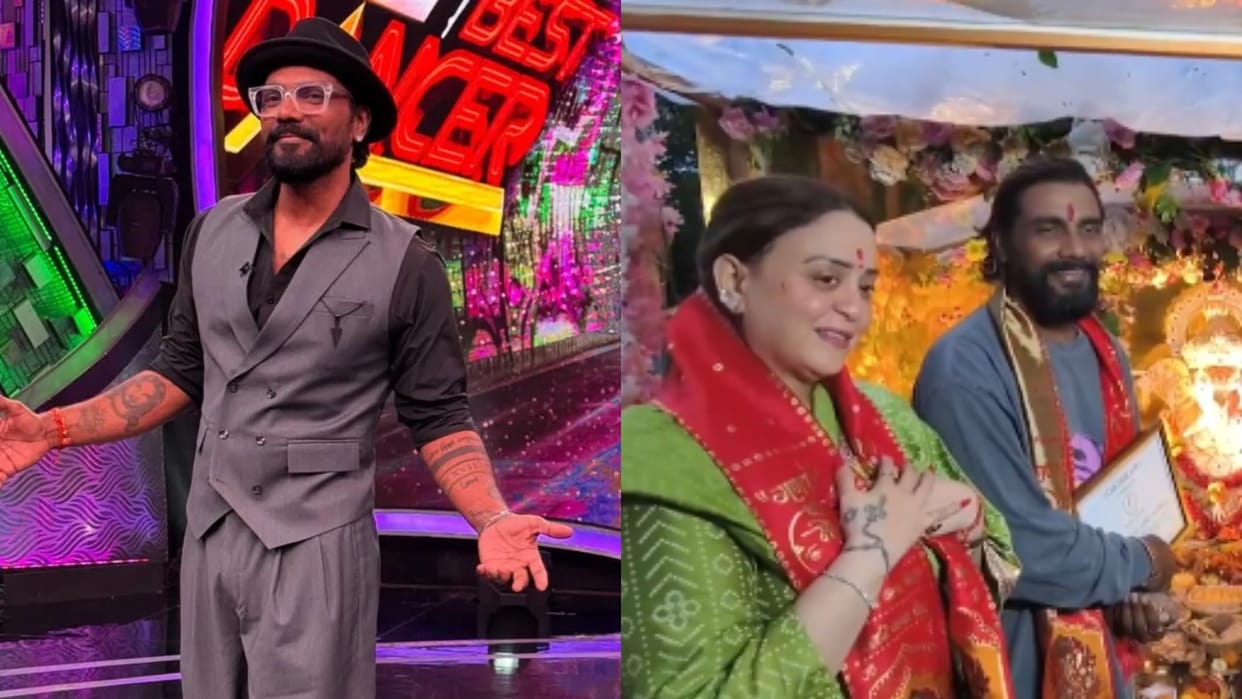 Choreographer Remo D'Souza And His Wife Lizelle D'Souza offer Aarti At Ganesh Utsav