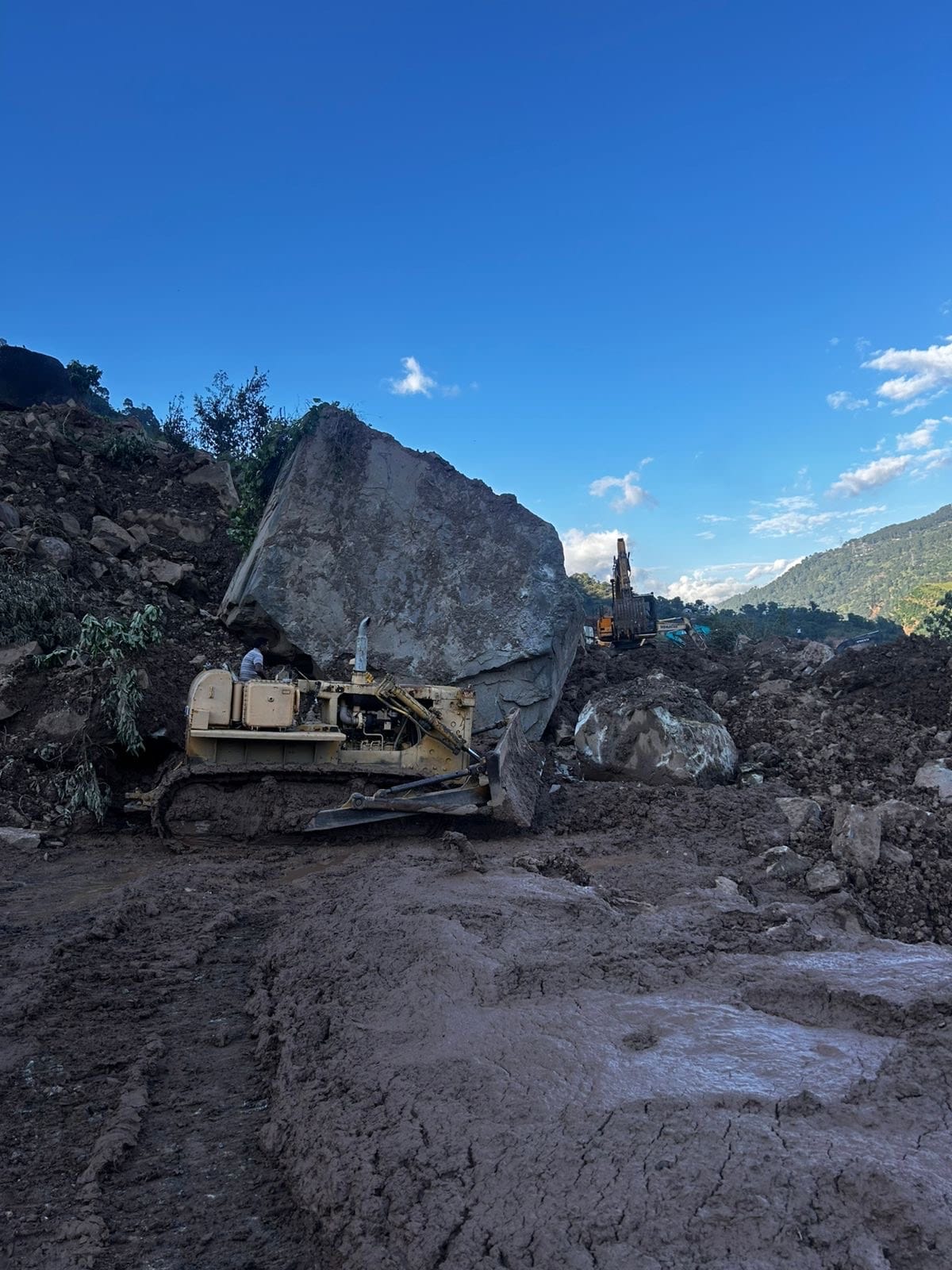 Mountain turned into swamp, 200 meters of national highway vanished