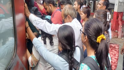 After PET, crowd gathered at junction and roadways bus station, there was jostling to board the train