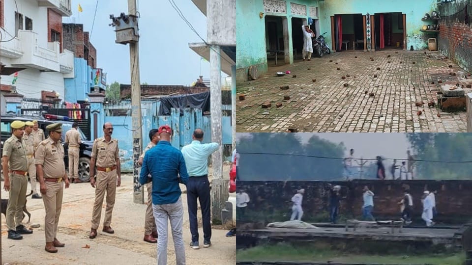 Stone pelting and firing due to Panchayat election rivalry in Moradabad see photos
