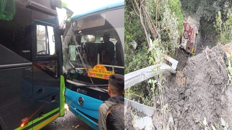 Shimla Accident: Hrtc And Private Bus Collide In Shoghi, A Truck Loaded With Cement Falls Into A Ditch Near So – Amar Ujala Hindi News Live