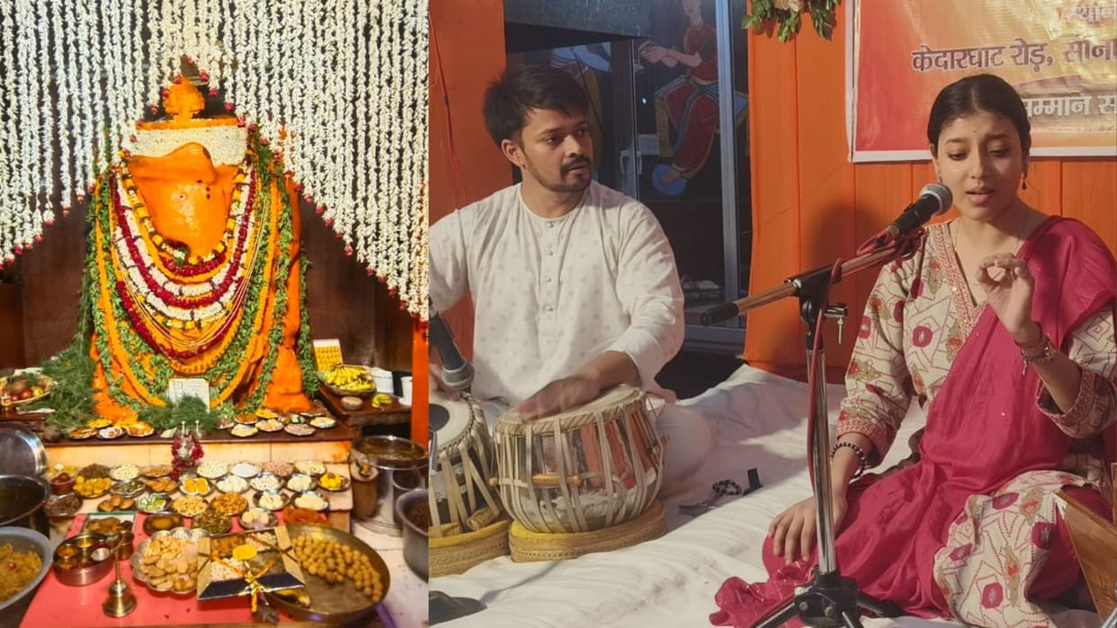 Anant Chaturdashi 2025 Chintamani Ganesh of Kashi was decorated with flowers and leaves