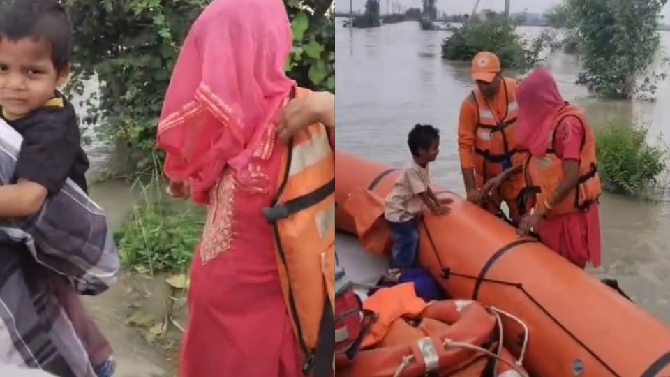 NDRF became savior for nine-month pregnant woman trapped in flood rescued her and took  hospital