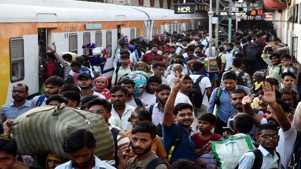 scuffle for seats in trains and buses