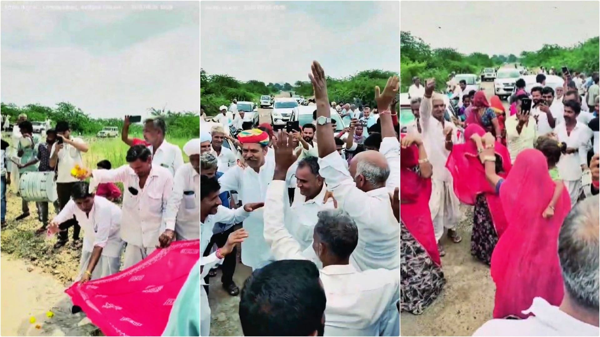 Jalore News: Jawai River Reaches Ummedabad Villagers Welcome with Music Dance and Religious Rituals