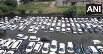 Haryana Flood News Brand New Cars Submerged In Flood Water