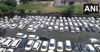 Haryana Flood News Brand New Cars Submerged In Flood Water