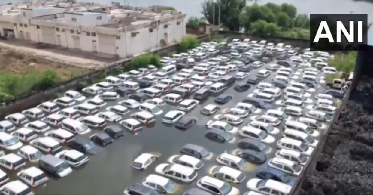 Haryana Flood News Brand New Cars Submerged In Flood Water