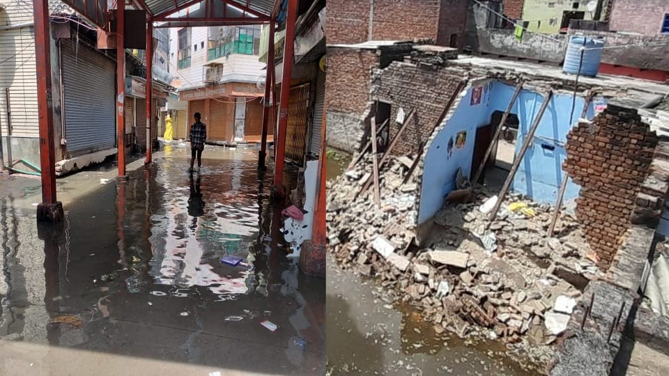 Yamuna Floods Wreak Havoc in Mathura-Vrindavan: Banke Bihari Temple Road Submerged House Collapses