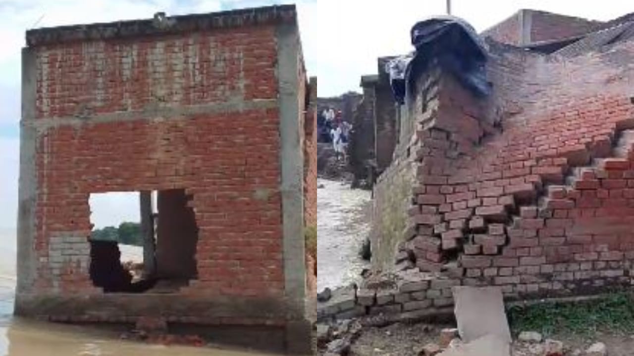 five houses washed away into the Sharada river due to erosion in Lakhimpur kheri