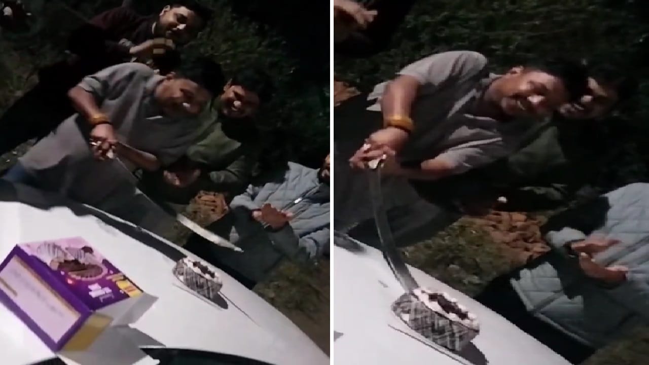 तलवार से केक काटते वीडियो वायरल