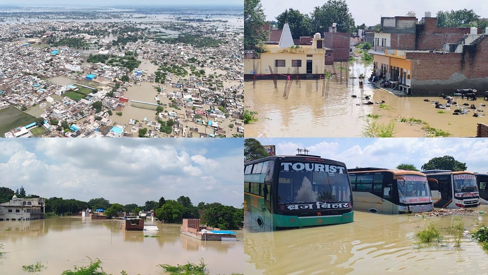 Yamuna-Kalindi Flood Havoc in Vrindavan: Homes Submerged Waist-Deep