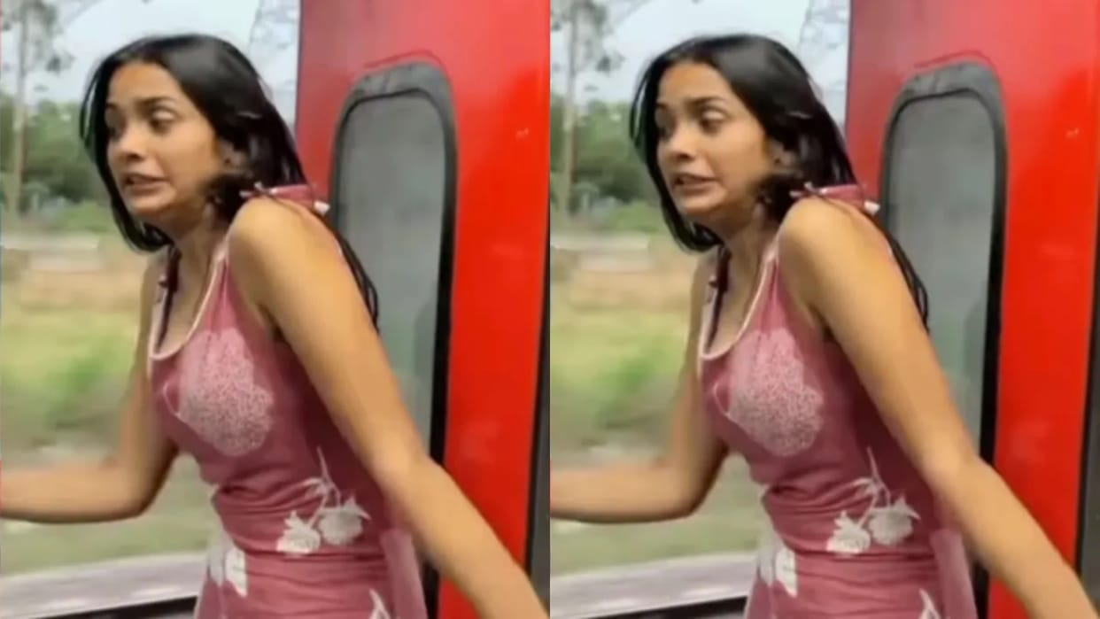 A girl was making a reel on a moving train she went near the door and her foot slipped Video goes Viral