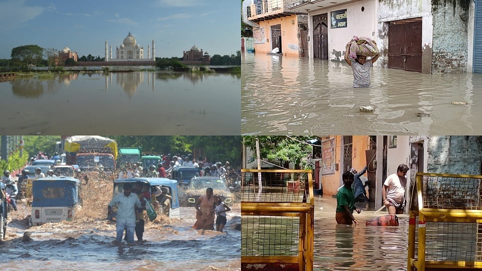 UP Floods news yamuna crosses danger level after 47 years and water reach at taj mahal in agra
