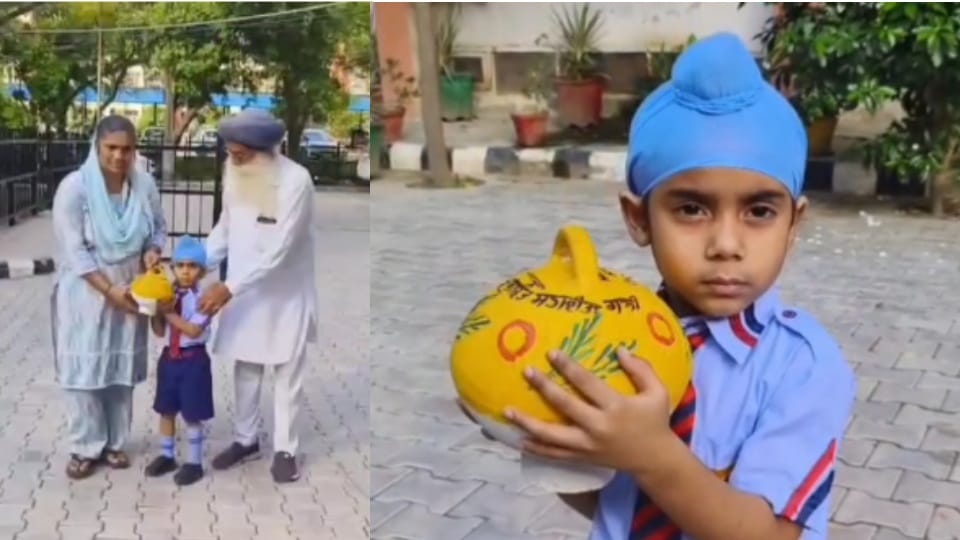 four and half year old child from Barnala gave his piggy bank to DC to help flood victims in Punjab