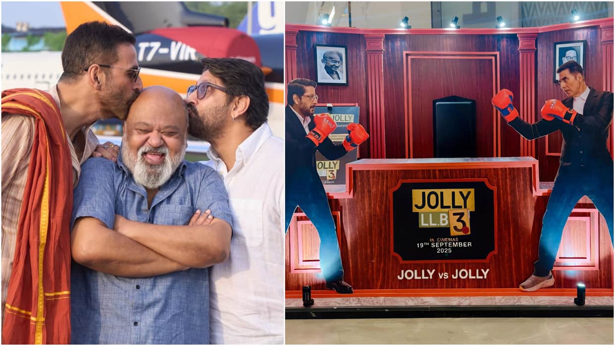 Jolly LLB 3 Trailer Launch Event Viral Video Akshay Kumar Arshad Warsi Funny Moment With Saurabh Shukla